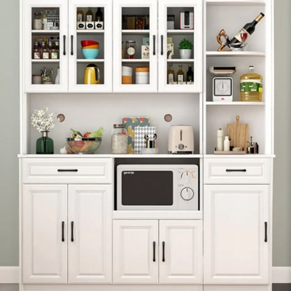 Kitchen White Wood Countertop Open Storage China Cabinet