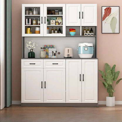 Kitchen White Wood Countertop Open Storage China Cabinet
