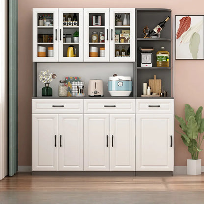 Kitchen White Wood Countertop Open Storage China Cabinet