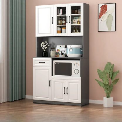 Kitchen White Wood Countertop Open Storage China Cabinet