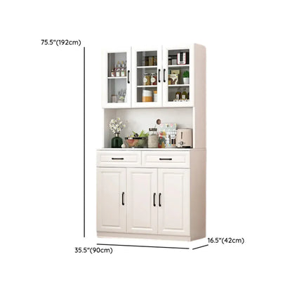 Kitchen White Wood Countertop Open Storage China Cabinet