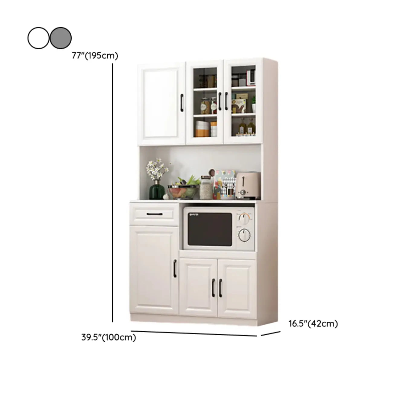 Kitchen White Wood Countertop Open Storage China Cabinet