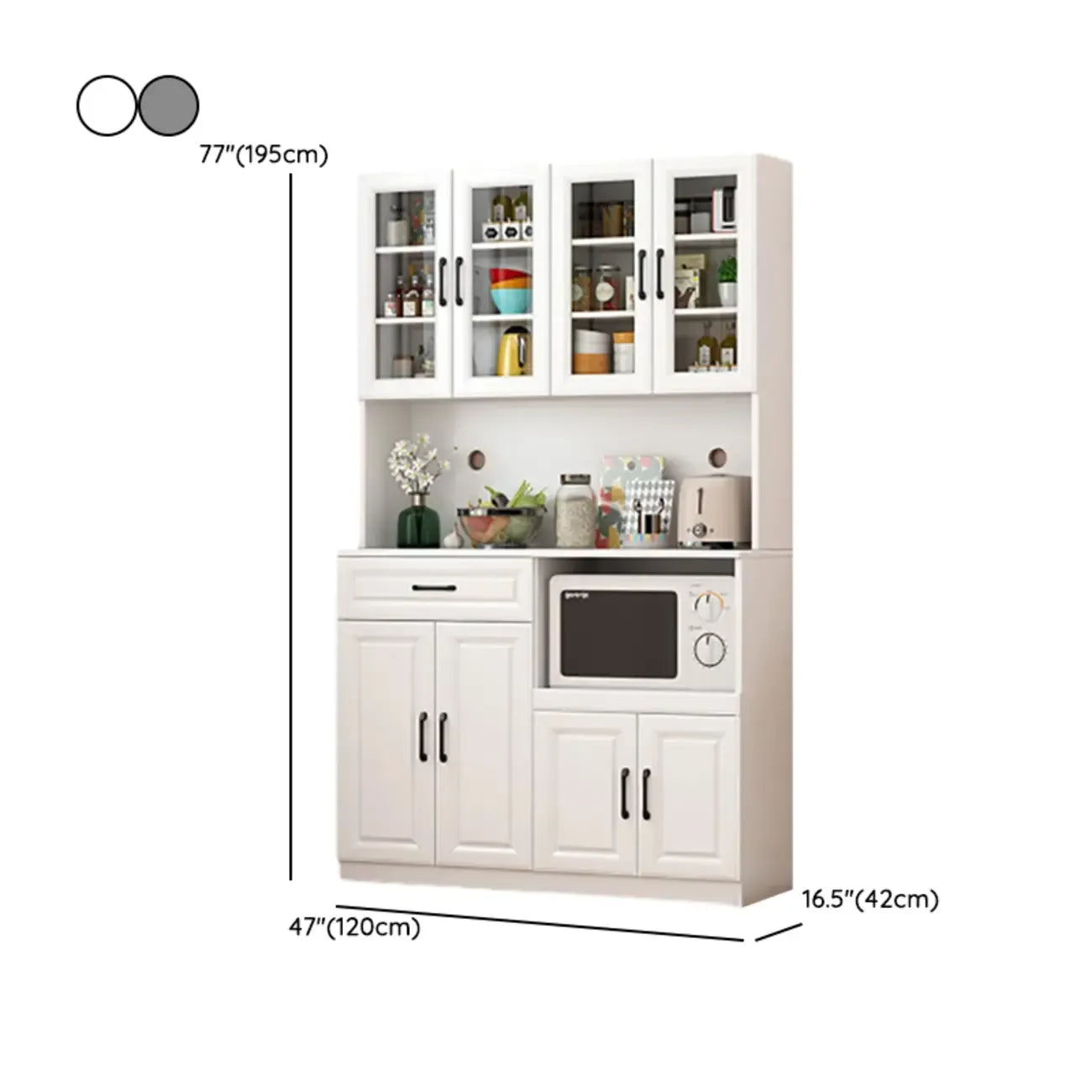 Kitchen White Wood Countertop Open Storage China Cabinet