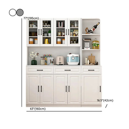 Kitchen White Wood Countertop Open Storage China Cabinet