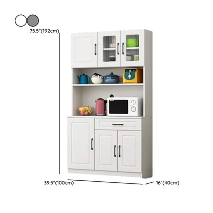 Kitchen White Wood Countertop Open Storage China Cabinet