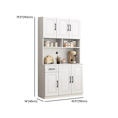 Kitchen White Wood Countertop Open Storage China Cabinet