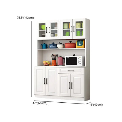 Kitchen White Wood Countertop Open Storage China Cabinet