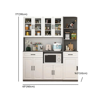 Kitchen White Wood Countertop Open Storage China Cabinet