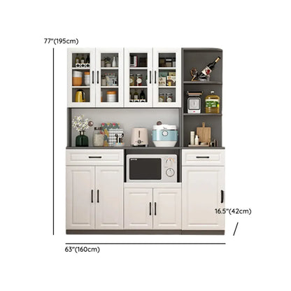 Kitchen White Wood Countertop Open Storage China Cabinet