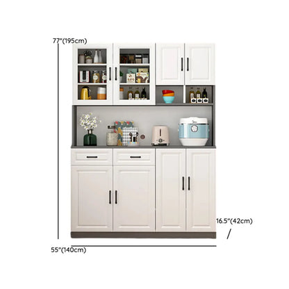 Kitchen White Wood Countertop Open Storage China Cabinet