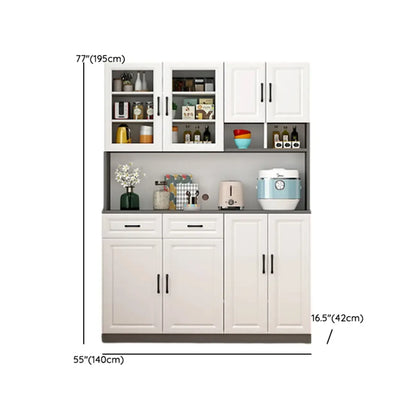 Kitchen White Wood Countertop Open Storage China Cabinet
