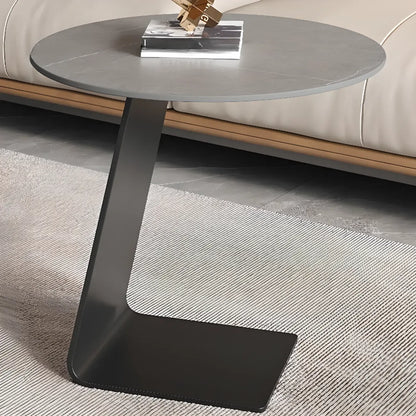 C-Shaped Glass Round End Table for Living Room