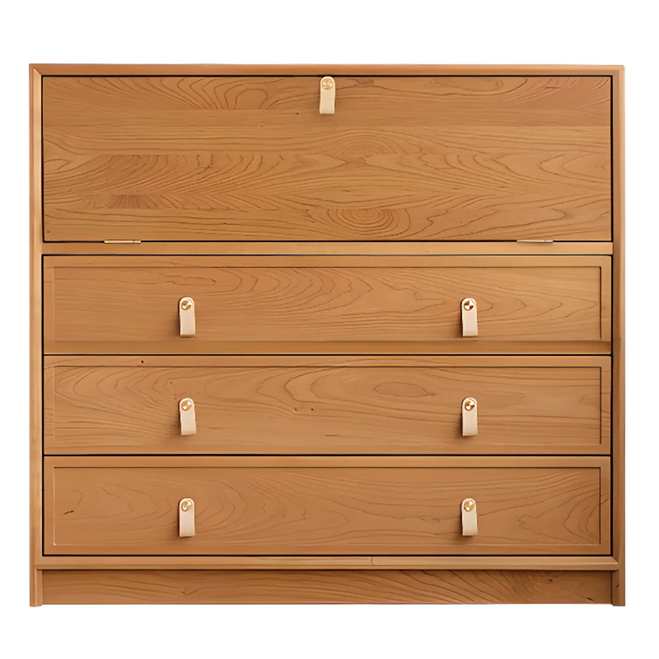 Rectangular Natural Wood Glass Door Storage Display Cabinet