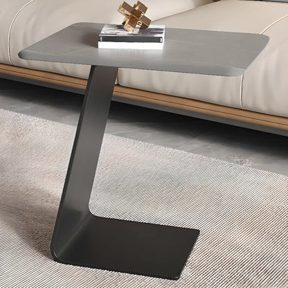 C-Shaped Glass Round End Table for Living Room