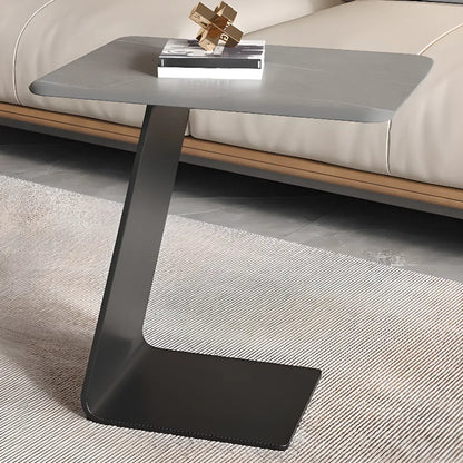 C-Shaped Glass Round End Table for Living Room