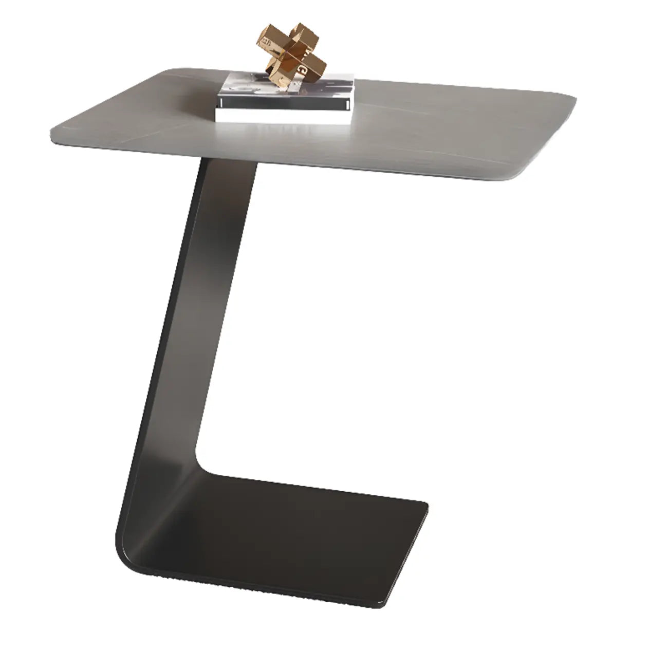 C-Shaped Glass Round End Table for Living Room