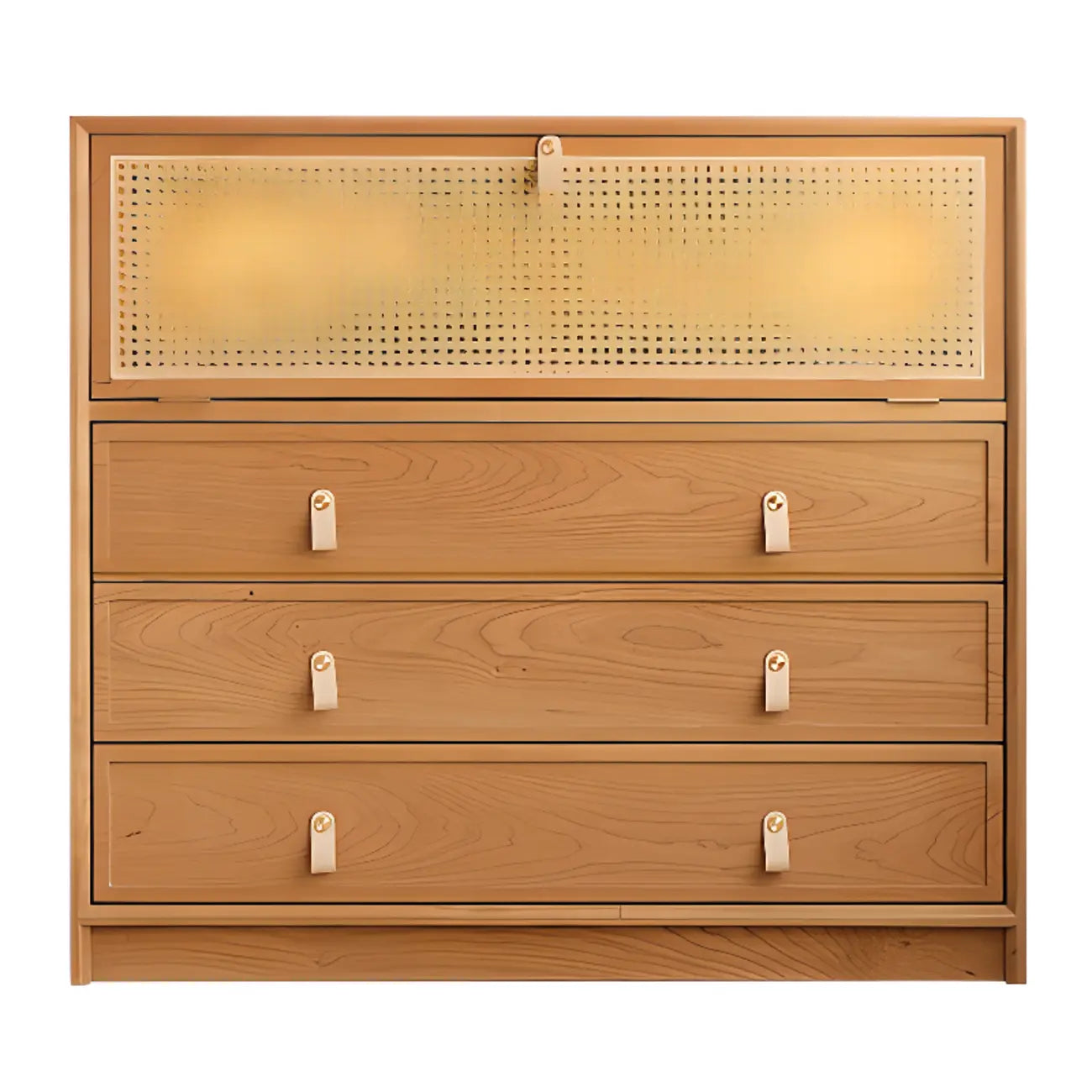 Rectangular Natural Wood Glass Door Storage Display Cabinet