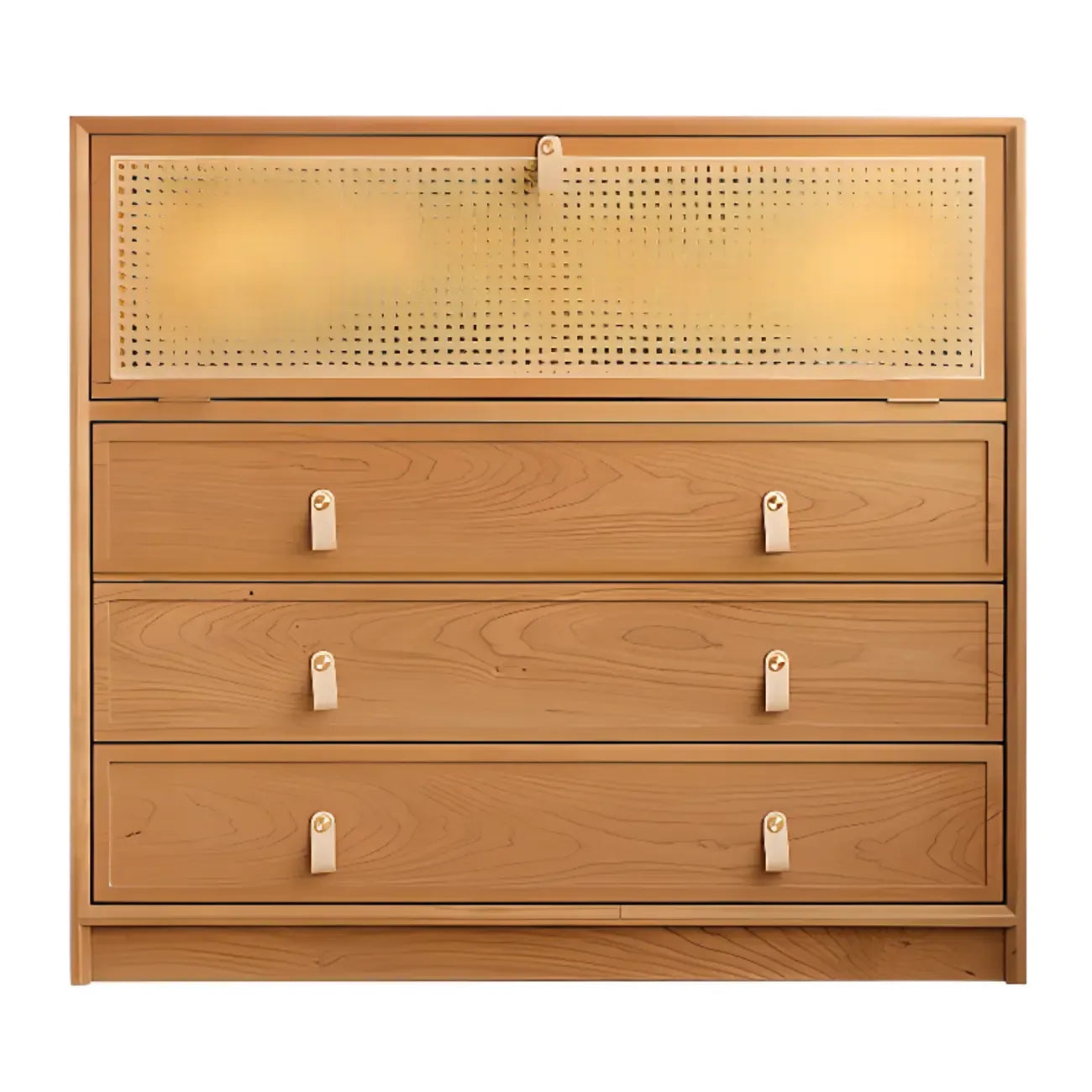 Rectangular Natural Wood Glass Door Storage Display Cabinet