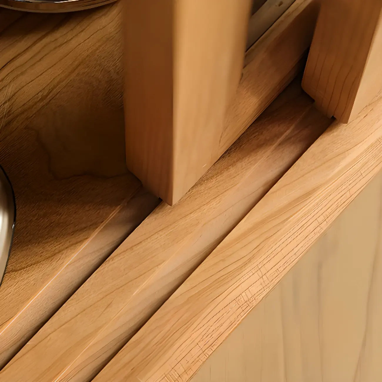 Rectangular Natural Wood Glass Door Storage Display Cabinet