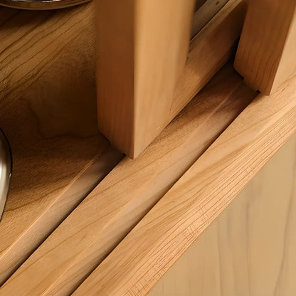 Rectangular Natural Wood Glass Door Storage Display Cabinet