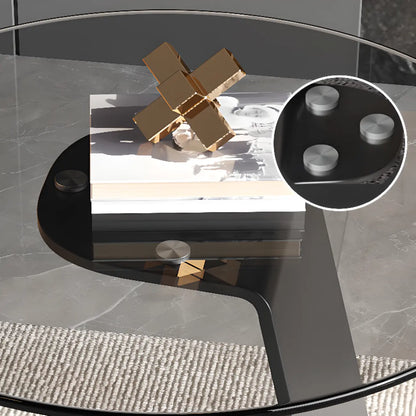 C-Shaped Glass Round End Table for Living Room