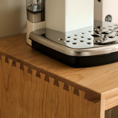 Rectangular Natural Wood Glass Door Storage Display Cabinet