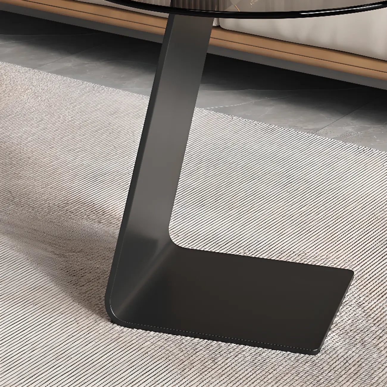 C-Shaped Glass Round End Table for Living Room