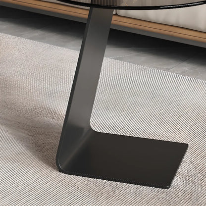 C-Shaped Glass Round End Table for Living Room