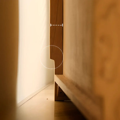 Rectangular Natural Wood Glass Door Storage Display Cabinet