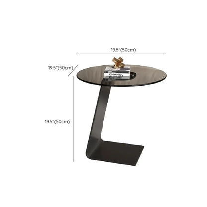 C-Shaped Glass Round End Table for Living Room