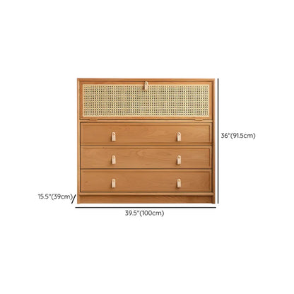 Rectangular Natural Wood Glass Door Storage Display Cabinet