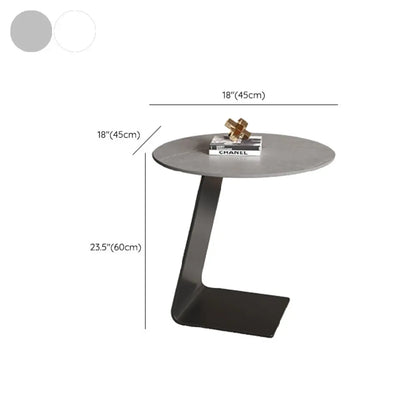 C-Shaped Glass Round End Table for Living Room