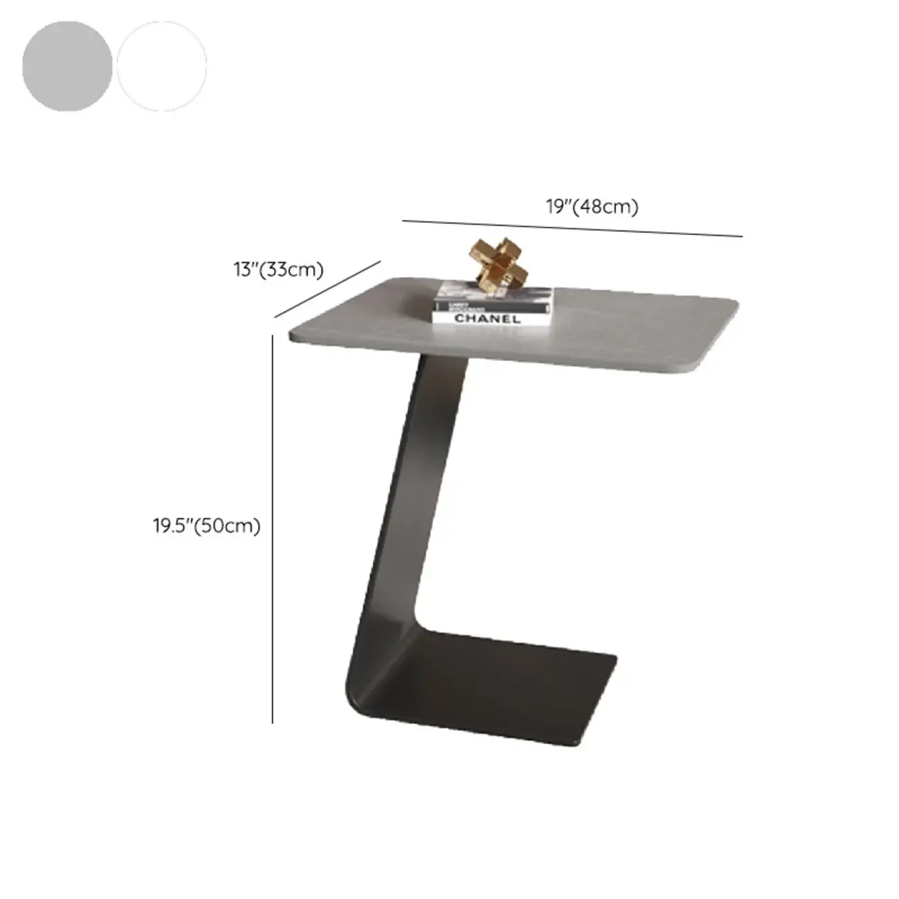C-Shaped Glass Round End Table for Living Room