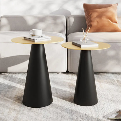 Modern Black Metal Round End Table for Living Room