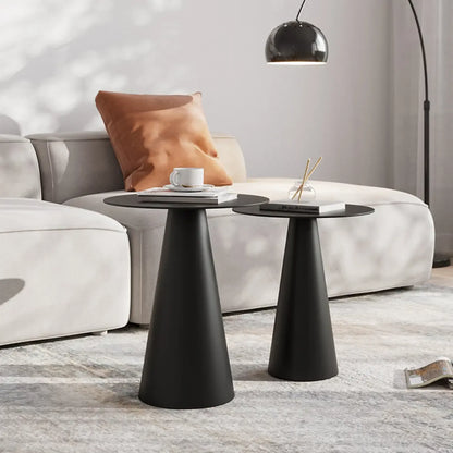Modern Black Metal Round End Table for Living Room