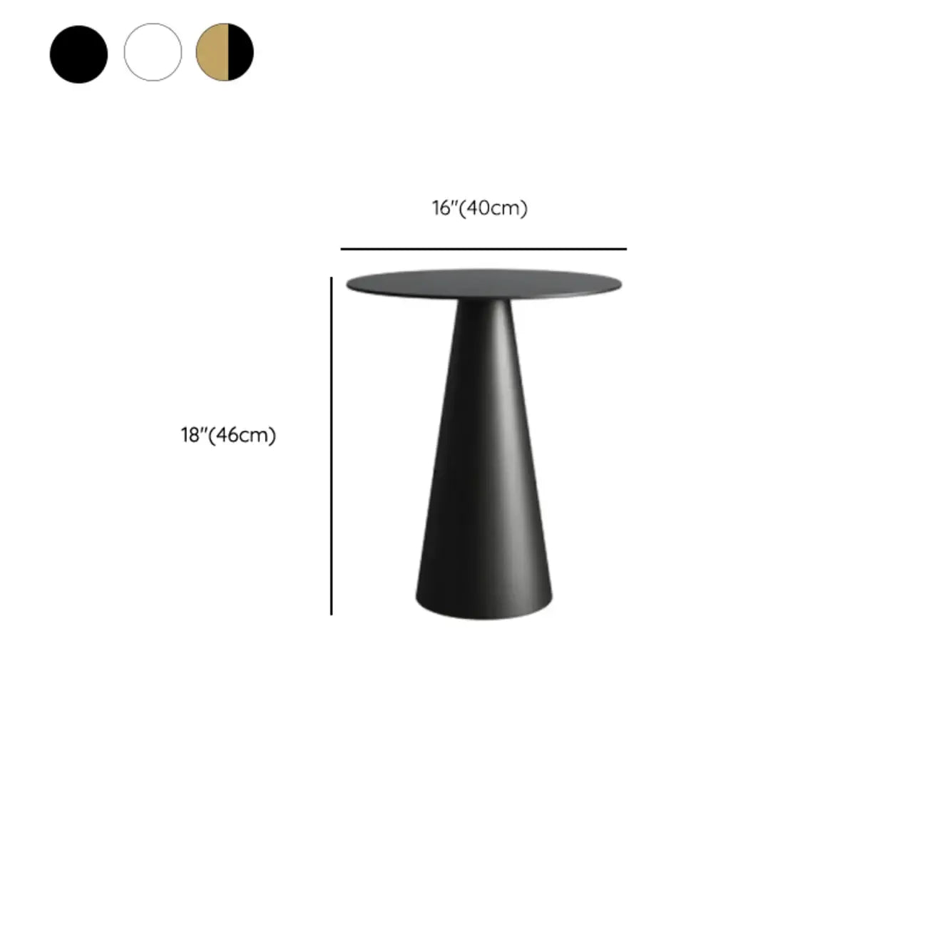 Modern Black Metal Round End Table for Living Room