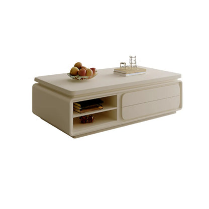 Modern Black Wooden Rectangular Coffee Table with Drawers