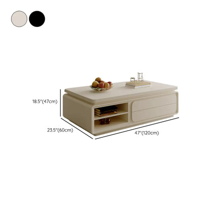 Modern Black Wooden Rectangular Coffee Table with Drawers