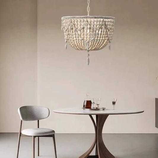 Elegant White Beaded Chandelier for Modern Dining Room