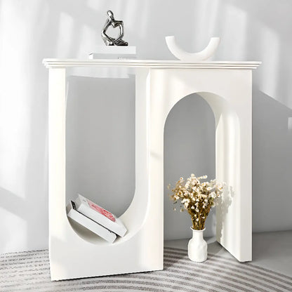 Modern Narrow Wooden Console Table with Arched Base