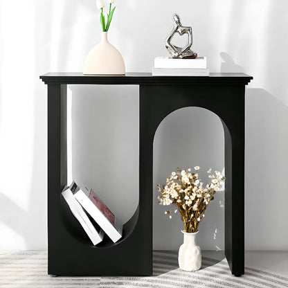 Modern Narrow Wooden Console Table with Arched Base