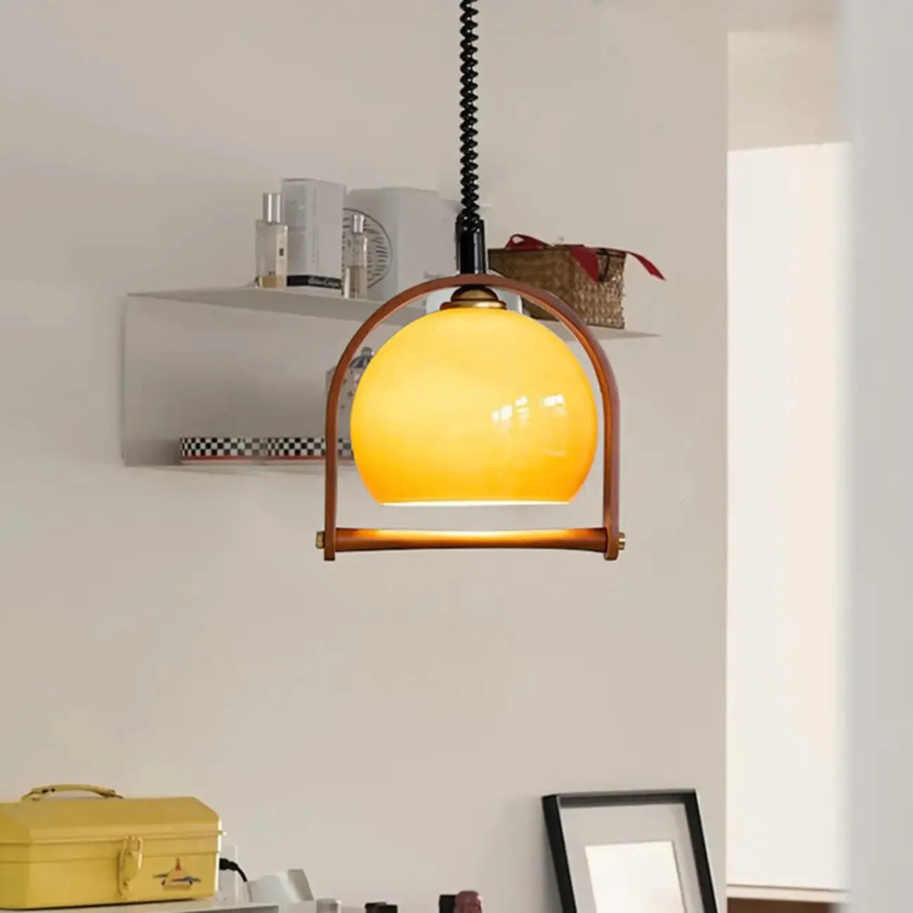 Modern Brown Glass Dome Pendant Lamp