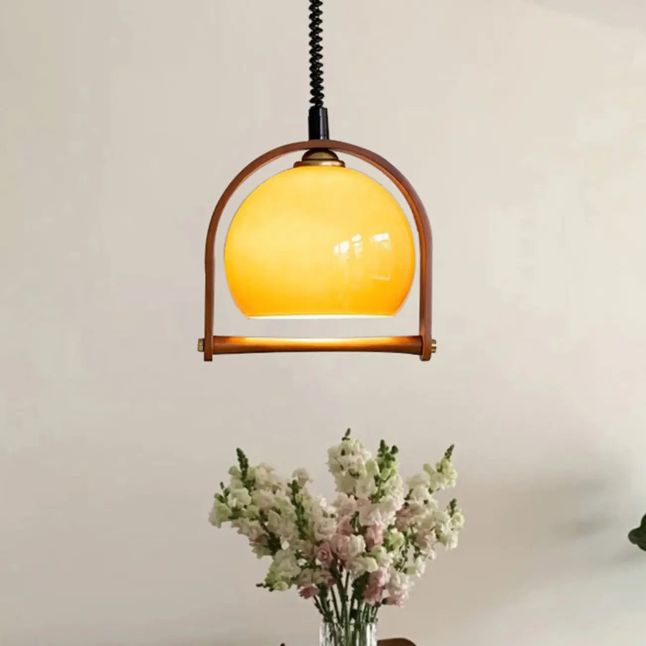 Modern Brown Glass Dome Pendant Lamp