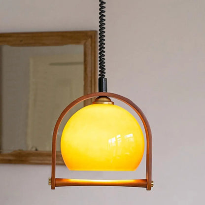 Modern Brown Glass Dome Pendant Lamp