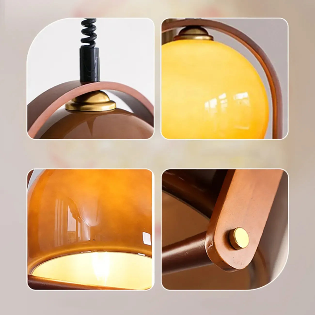 Modern Brown Glass Dome Pendant Lamp