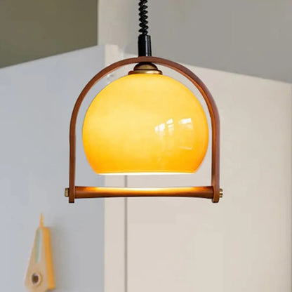 Modern Brown Glass Dome Pendant Lamp