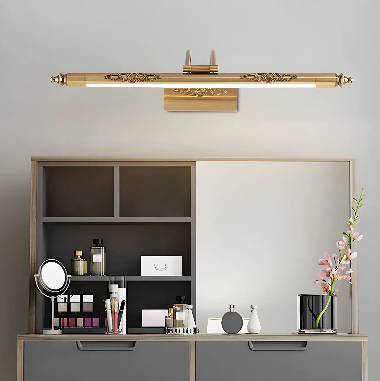 Gold Geometric LED Bathroom Vanity Mirror Lights