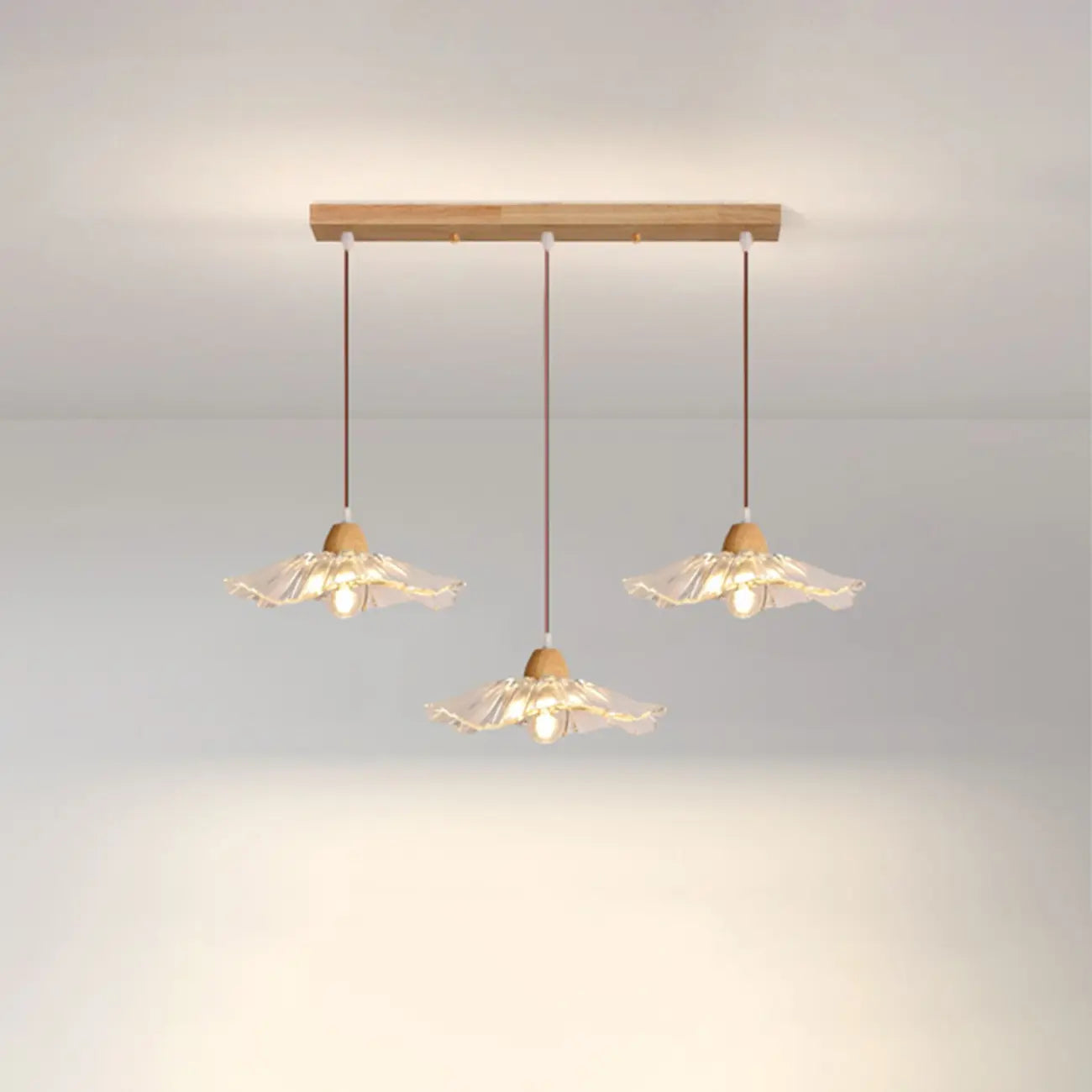 Elegant Clear Glass Floral Pendant Light with 3 Lights