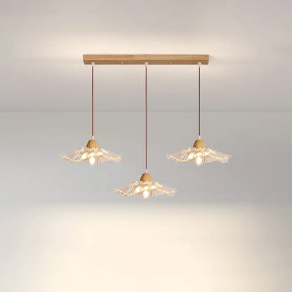 Elegant Clear Glass Floral Pendant Light with 3 Lights