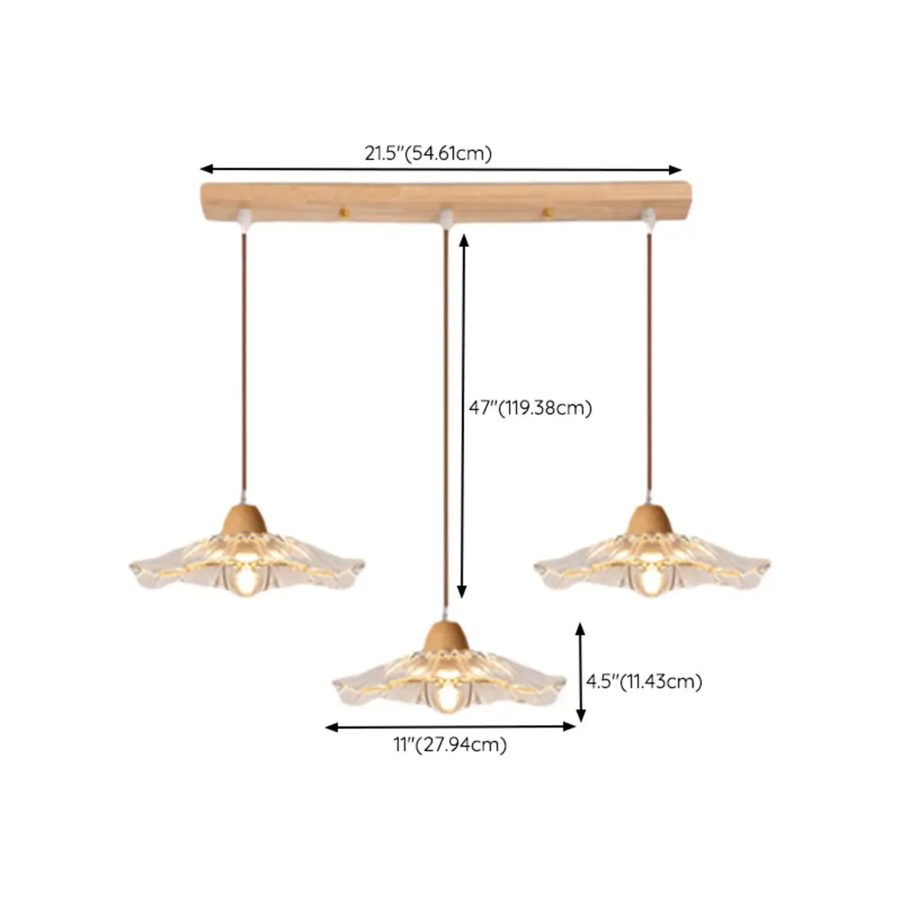 Elegant Clear Glass Floral Pendant Light with 3 Lights